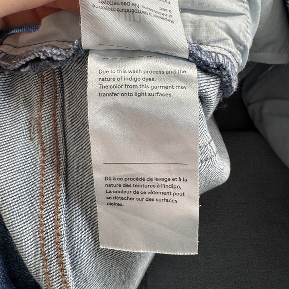 Quince Bella Stretch Straight Jeans Womens 30 Twilight Blue Fray Raw Hem Denim - Picture 13 of 13